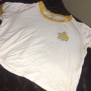 XL Arizona Jean Co Crop Top Havana Cuba Tshirt with graphic on front and back
